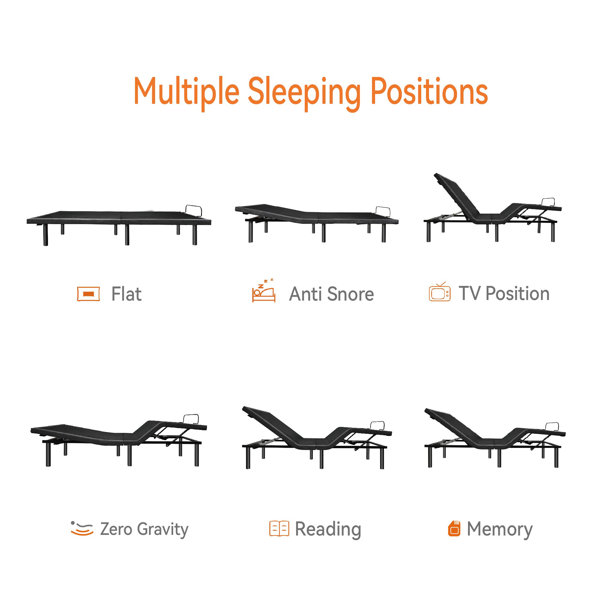 ESHINE Zero Gravity Adjustable Bed, Massage, USB, Wireless Remote EE